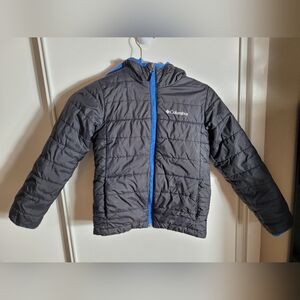 KIDS Columbia Black Puffer Jacket with Blue Accents